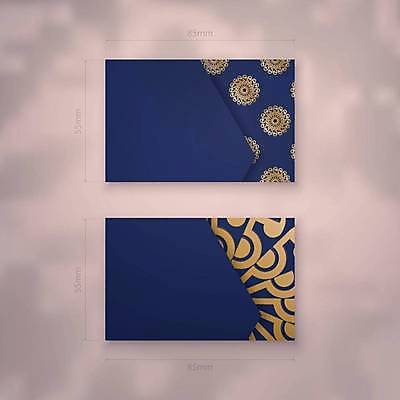 EPS 해외이미지 디자인 백그라운드 패턴 일러스트 명함 사람없음 파란색 세트 금색 고급 만다라 목업 해외일러스트 카드프레임 컬러 컨셉 무늬 프레임 파일형식 벡터 이미지허브