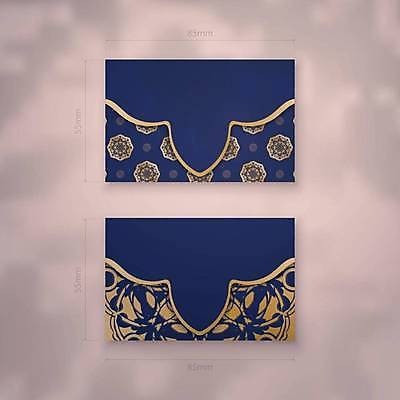 EPS 해외이미지 디자인 백그라운드 패턴 일러스트 명함 사람없음 파란색 세트 금색 고급 만다라 목업 해외일러스트 카드프레임 컬러 컨셉 무늬 프레임 파일형식 벡터 이미지허브