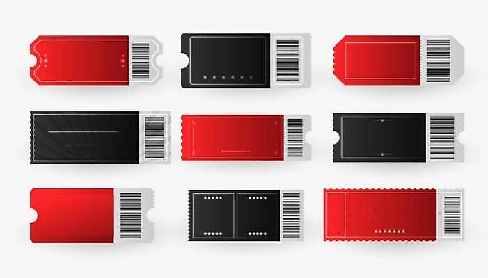 EPS 해외이미지 스티커 일러스트 사람없음 빨간색 세트 라벨 검은색 티켓 바코드 해외일러스트 컬러 프레임 파일형식 벡터 이미지허브