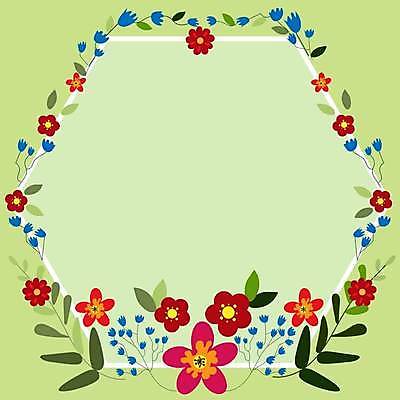 EPS 해외이미지 꽃 잎 일러스트 사람없음 연두색 육각형 꽃프레임 해외일러스트 도형 식물 프레임 초록색 파일형식 벡터 이미지허브