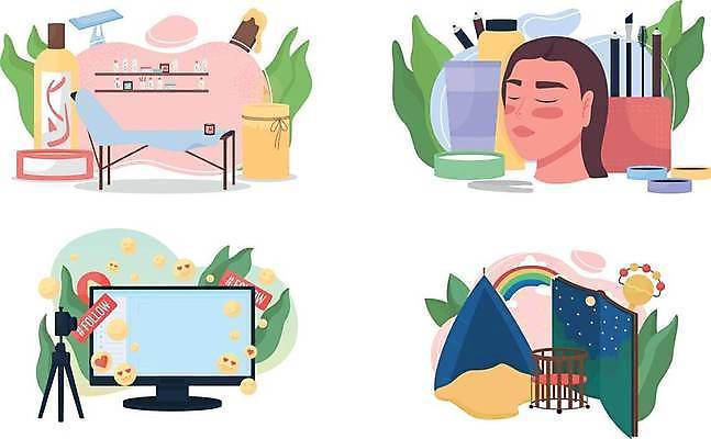 EPS 해외이미지 무료이미지 여자 얼굴 일러스트 한명 성인 사람없음 세트 뷰티 카메라 모니터 화장품 피부관리 동화책 삼각대 아기침대 성인여자한명만 크리에이터 제모용품 해외일러스트 직업 1 사람 신체부위 책 전자제품 컴퓨터 아기용품 침대 제모 여자한명만 성인여자만 파일형식 벡터 1인미디어 무료콘텐츠 이미지허브