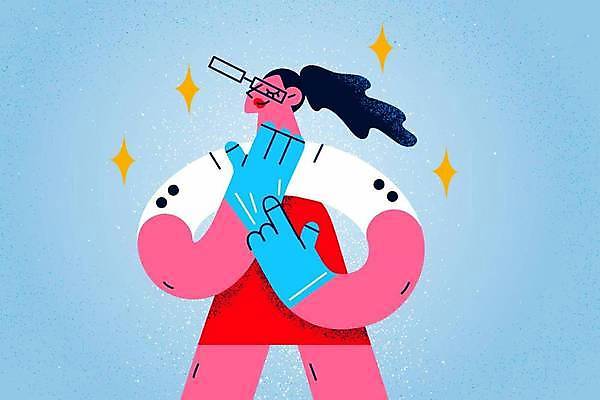 EPS 해외이미지 여자 장갑 일러스트 한명 상반신 성인 위생 착용 성인여자한명만 안경낌 해외일러스트 1 잡화 안경 사람 여자한명만 성인여자만 파일형식 벡터 이미지허브