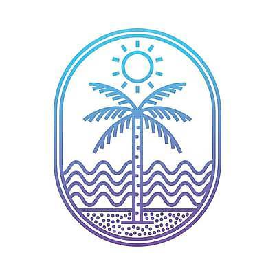 EPS 해외이미지 물결 바다 라인일러스트 일러스트 사람없음 여름 파란색 야자수 태양 원형 심볼 라인아트 해외일러스트 자연요소 도형 나무 계절 선 컬러 파일형식 벡터 이미지허브