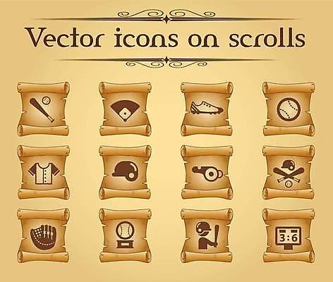 EPS 해외이미지 일러스트 사람모양 사람없음 세트 갈색 야구방망이 야구선수 빈티지 야구글러브 부채 두루마리 호루라기 트로피 심볼 야구공 야구복 스크롤 야구헬멧 양피지 점수판 야구화 해외일러스트 모양 컬러 운동화 컨셉 공 운동선수 운동복 야구 야구용품 글러브 헬멧 상_우승 파일형식 벡터 이미지허브