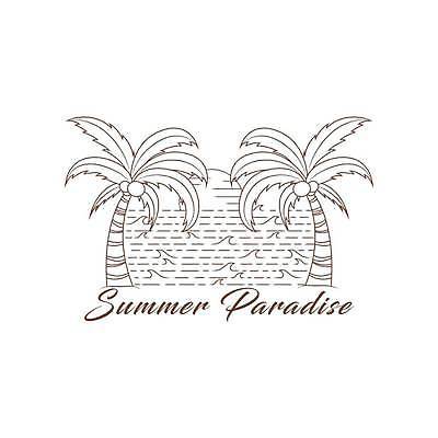 EPS 해외이미지 물결 바다 라인일러스트 일러스트 타이포그라피 사람없음 여름 야자수 심볼 라인아트 해외일러스트 나무 문자 계절 선 파일형식 벡터 이미지허브