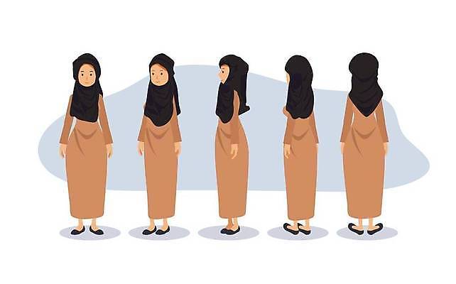 EPS 해외이미지 캐릭터 전통 드레스 옷 여자 행복 문화 일러스트 서기 사람 목도리 플랫 이슬람교 만화 수집 활기 동쪽 사우디아라비아 아랍에미리트 고립 아랍어 해외일러스트 일러캐릭터 잡화 감정 종교 컨셉 중동 모션 방향 파일형식 벡터 이미지허브