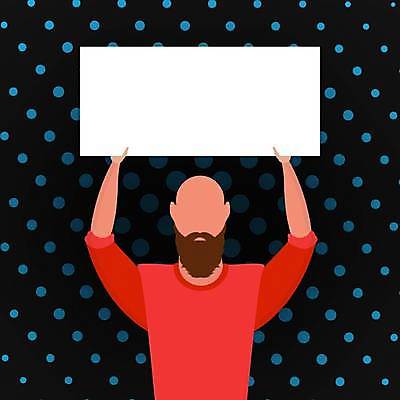 EPS 해외이미지 손 배너 남자 감정 종이 백그라운드 컨셉 일러스트 프레임 미술 검은색 팻말 잡기 발표 메시지 사인 팝아트 쇼 시위 집회 팝 항의 스타일 해외일러스트 컬러 모션 문화예술 사람 신체부위 그림 파일형식 벡터 이미지허브