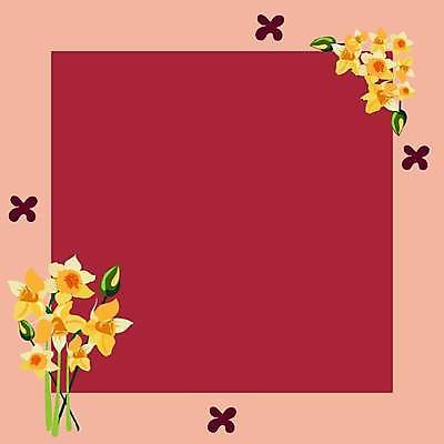 EPS 해외이미지 꽃 분홍색 일러스트 사각프레임 사람없음 꽃봉오리 꽃프레임 다홍색 해외일러스트 식물 컬러 프레임 사각형 파일형식 벡터 이미지허브