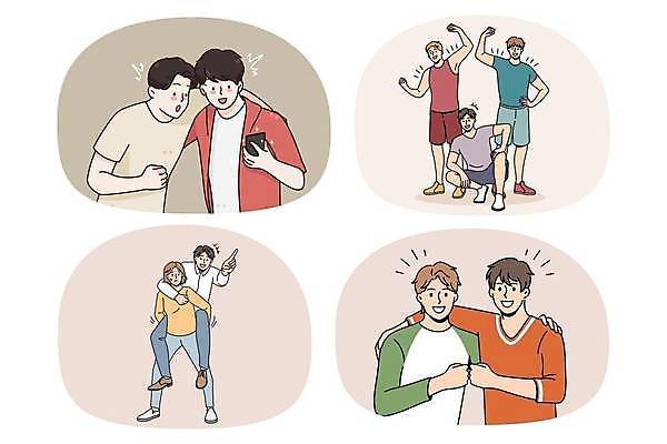 EPS 해외이미지 학생 남자 행복 컨셉 일러스트 통신 의학 관계 협력 휴식 함께함 말하기 웃음 성인 10대 세트 우정 기쁨 만남 결합 수집 보따리 그림 긍정 윤곽 커뮤니티 섞기 통일 콜라보레이션 존경 해외일러스트 감정 모션 청소년 표정 사람 친구 파일형식 벡터 이미지허브