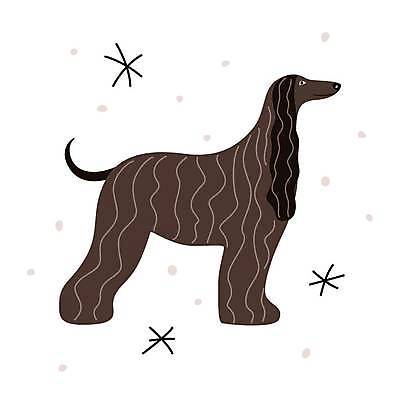 EPS 해외이미지 일러스트 사람없음 갈색 귀여움 개캐릭터 아프간하운드 해외일러스트 컬러 동물캐릭터 컨셉 개 하운드 파일형식 벡터 이미지허브