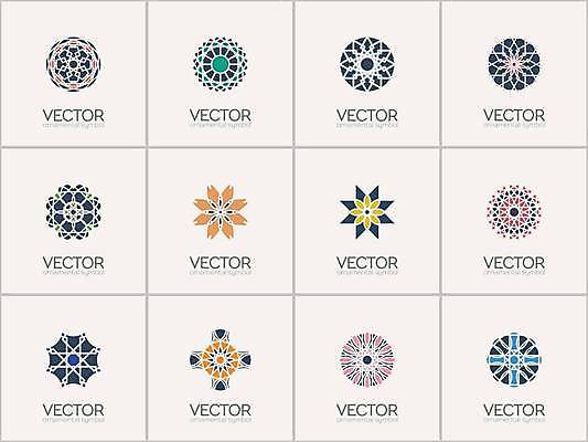 EPS 해외이미지 디자인 일러스트 추상 사람없음 세트 오리엔탈 심볼 만다라 해외일러스트 무늬 파일형식 벡터 이미지허브