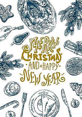 EPS 해외이미지 접시 포크 크리스마스 일러스트 나뭇잎 사람없음 파란색 케이크 저녁식사 축하 나이프 스케치 그림 솔방울 칠면조 크리스마스디너 해외일러스트 식기 기념일 컬러 컨셉 잎 조류 디저트 미술 식사 칼 파일형식 벡터 이미지허브