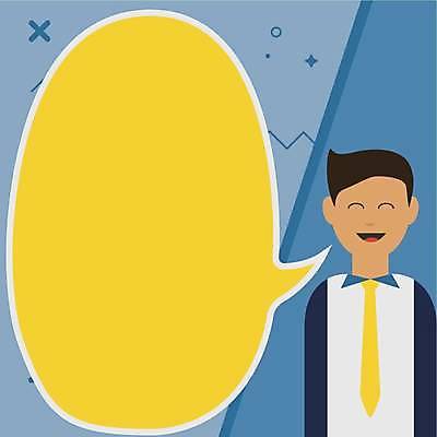 EPS 해외이미지 남자 말풍선 일러스트 사업가 아이디어 프레임 말하기 한명 웃음 상반신 성인 파란색 비즈니스맨 성인남자한명만 카피스페이스 해외일러스트 직업 1 컬러 컨셉 비즈니스 모션 표정 사람 공백 직장인 남자한명만 성인남자만 파일형식 벡터 이미지허브