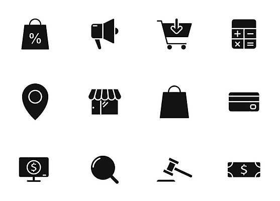 EPS 해외이미지 지폐 일러스트 돋보기 사람없음 세트 픽토그램 쇼핑백 상점 모니터 검은색 확성기 쇼핑카 계산기 신용카드 위치 의사봉 해외일러스트 컬러 돈 가방 문구용품 금융 쇼핑 컴퓨터 카트 장비 파일형식 벡터 이미지허브