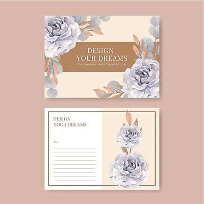 EPS 해외이미지 꽃 리플렛 일러스트 사람없음 세트 엽서 베이지색 해외일러스트 식물 컬러 편지 파일형식 벡터 이미지허브