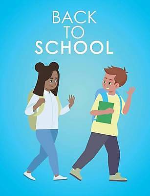 EPS 해외이미지 전신 백인 학생 여학생 여자 남자 포스터 어린이 남학생 흑인 일러스트 소년 팜플렛 파란색 친구 걷기 등교 손인사 어린이만 해외일러스트 서양인 컬러 관계 모션 사람 인사 등하교 파일형식 벡터 이미지허브