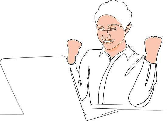 EPS 해외이미지 여자 라인일러스트 일러스트 한명 웃음 상반신 성인 노트북 주먹 기쁨 비즈니스우먼 라인아트 손그림 드로잉 성인여자한명만 해외일러스트 1 감정 선 비즈니스 모션 표정 미술 사람 전자제품 직장인 여자한명만 성인여자만 파일형식 벡터 이미지허브