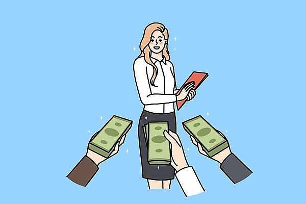 EPS 해외이미지 손 여자 돈 일러스트 비즈니스 사업가 한명 들기 성인 신체부위 비즈니스우먼 이익 수입 자금 성인여자한명만 제의 해외일러스트 직업 1 모션 사람 금융 직장인 재산 여자한명만 성인여자만 파일형식 벡터 이미지허브