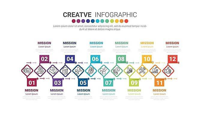 EPS 해외이미지 화살표 일러스트 비즈니스 사람없음 자료 인포그래픽 마름모 단계 무지개색 해외일러스트 도형 컬러풀 파일형식 벡터 이미지허브