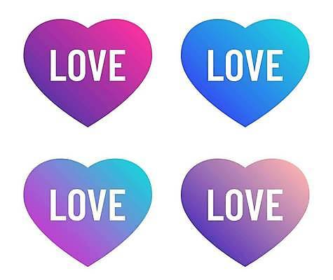 EPS 해외이미지 일러스트 발렌타인데이 사랑 사람없음 파란색 세트 보라색 하트 메시지 그라데이션 해외일러스트 모양 감정 컬러 데이이벤트 파일형식 벡터 이미지허브