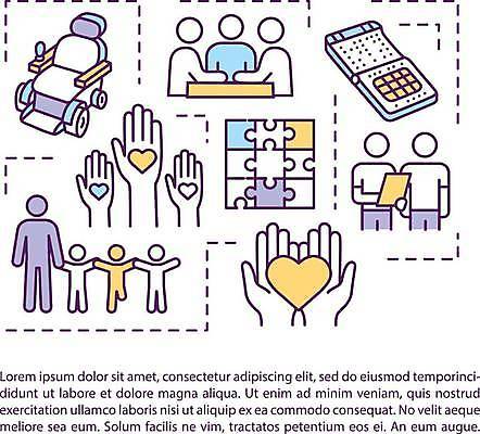 EPS 해외이미지 손 교육 일러스트 사람모양 들기 사람없음 신체부위 노란색 손잡기 보라색 하트 장애인 라인아트 휠체어 점자 점자책 해외일러스트 모양 선 컬러 모션 사람 책 장애 파일형식 벡터 이미지허브