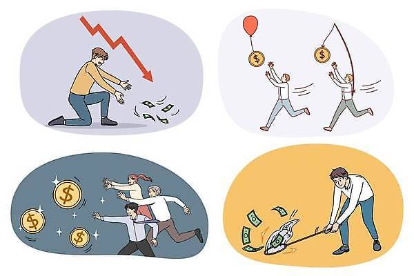 EPS 해외이미지 전신 여자 남자 화살표 지폐 돈 일러스트 비즈니스 성공 매달리기 들기 여러명 성인 금융 경제 세트 달리기 동전 잡기 낚싯대 무릎꿇기 하락 풍선 채집망 추적 수입 자금 성인만 해외일러스트 다수 컨셉 모션 사람 낚시용품 재산 파일형식 벡터 이미지허브