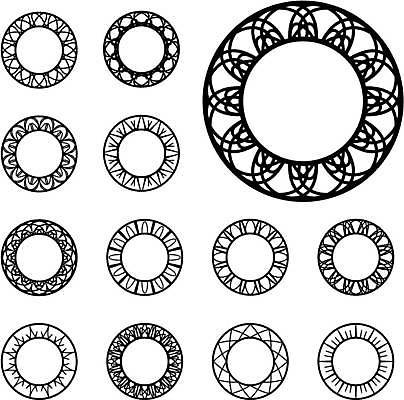 EPS 해외이미지 디자인 일러스트 추상 사람없음 세트 오리엔탈 심볼 만다라 해외일러스트 무늬 파일형식 벡터 이미지허브