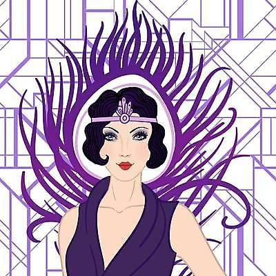 EPS 해외이미지 디자인 드레스 여자 일러스트 한명 상반신 성인 보라색 빈티지 화려 복고 스타일 성인여자한명만 해외일러스트 1 옷 컬러 컨셉 사람 여자한명만 성인여자만 파일형식 벡터 이미지허브