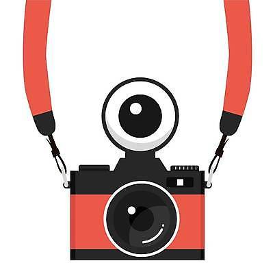 EPS 해외이미지 일러스트 조명 사람없음 빨간색 카메라 복고 스트랩 해외일러스트 컬러 전자제품 파일형식 벡터 이미지허브