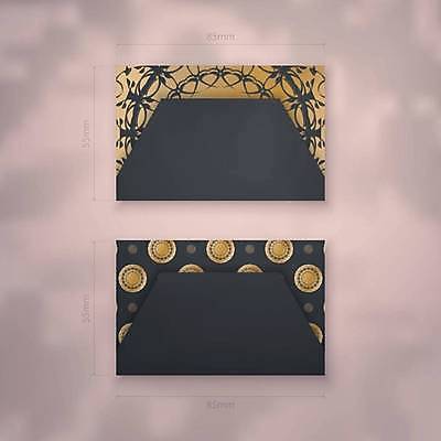 EPS 해외이미지 디자인 백그라운드 패턴 일러스트 명함 사람없음 세트 검은색 금색 고급 만다라 목업 해외일러스트 컬러 컨셉 무늬 파일형식 벡터 이미지허브