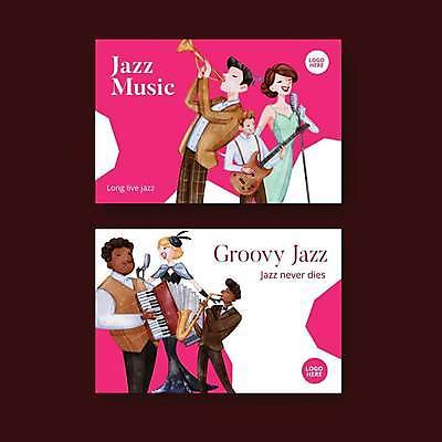 EPS 해외이미지 전신 여자 남자 분홍색 연주 일러스트 수채화 여러명 상반신 성인 파티 공연 연주자 가수 악단 색소폰 재즈 오케스트라 성인만 해외일러스트 음악 컬러 다수 사람 이벤트 음악가 목관악기 파일형식 벡터 이미지허브