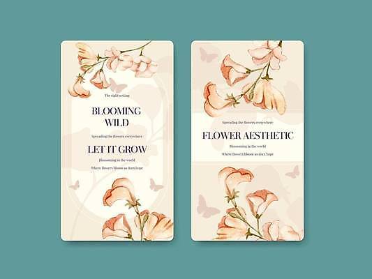 EPS 해외이미지 꽃 실루엣 나비 일러스트 사람없음 분위기 손그림 감성 베이지색 해외일러스트 식물 컬러 곤충 컨셉 촬영기법 파일형식 벡터 이미지허브