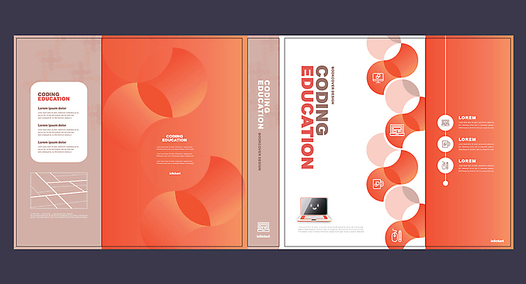 템플릿 표지디자인 북디자인 출판디자인 표지 내지 리플렛 북커버 추상 팜플렛 사람없음 빨간색 노트북 원형 심플 약도 기하학 베이지색 컴퓨터교육 코딩 이미지템플릿 AI파일 도형 교육 컬러 지도 무늬 전자제품 파일형식 벡터