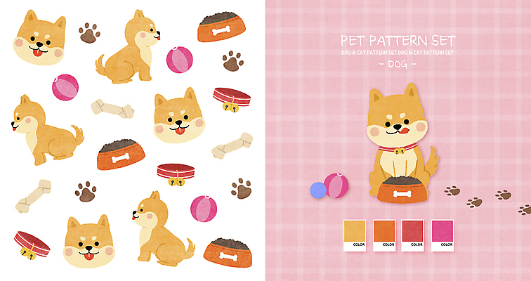 PSD 반려견 분홍색 패턴 여러마리 일러스트 공 사람없음 반려동물 귀여움 패턴백그라운드 강아지 개목걸이 목줄 개발자국 개밥그릇 개뼈다귀 개사료 시바견 아기자기 국내일러스트 동물 그릇 컬러 다수 백그라운드 컨셉 무늬 개 먹이 발자국 애견용품 애견간식 파일형식 반려용품