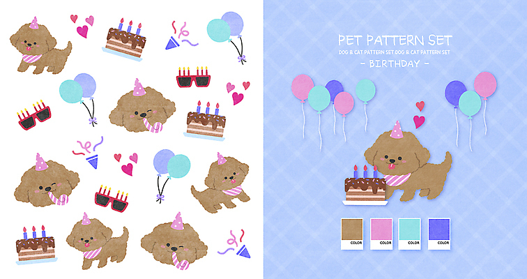PSD 반려견 하늘색 패턴 여러마리 일러스트 폭죽 사람없음 반려동물 선글라스 귀여움 고깔모자 패턴백그라운드 하트 생일파티 생일 강아지 생일케이크 생일축하 풍선 코끼리피리 해피버스데이 아기자기 국내일러스트 모양 동물 모자_잡화 기념일 안경 다수 백그라운드 컨셉 무늬 파란색 케이크 축하 개 이벤트용품 파일형식