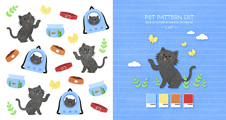 PSD 구름 나비 패턴 여러마리 일러스트 어류 사람없음 파란색 반려동물 귀여움 고양이 패턴백그라운드 풀 어항 목줄 앞발든 이동가방 반려묘 아기자기 국내일러스트 자연요소 식물 동물 컬러 다수 곤충 백그라운드 컨셉 무늬 가방 포유류 수중동물 파일형식 반려용품