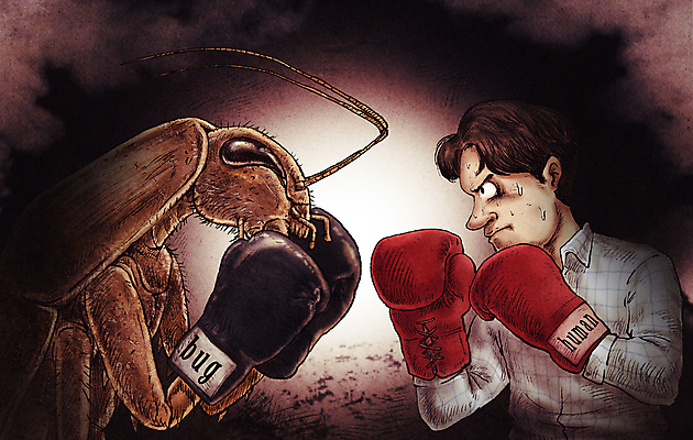 PSD 남자 일러스트 한명 상반신 성인 갈색 마주보기 경쟁 주먹 권투 살충 권투글러브 해충 라이벌 싸움 긴장 노려봄 바퀴벌레 몬스터 성인남자한명만 땀흘리기 국내일러스트 1 감정 컬러 곤충 컨셉 모션 표정 사람 격투기 글러브 벌레 남자한명만 성인남자만 파일형식