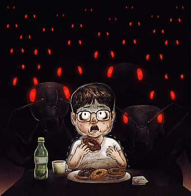 PSD 접시 남자 일러스트 한명 들기 상반신 성인 컵 식사 도넛 해충 위험 무서움 눈동자 먹기 가득함 공포 개미 떨림 몬스터 음료수병 성인남자한명만 안경낌 땀흘리기 국내일러스트 1 식기 감정 안경 곤충 컨셉 모션 디저트 사람 눈_신체부위 벌레 병_담는 남자한명만 성인남자만 파일형식