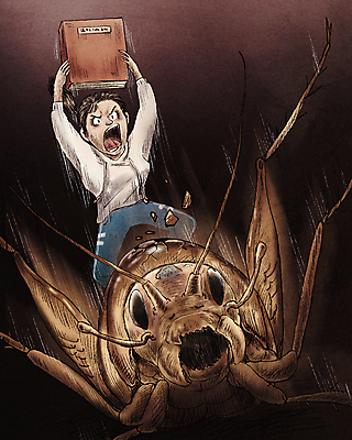 PSD 여자 일러스트 입벌림 한명 들기 상반신 성인 책 점프 살충 해충 공격 싸움 때리기 퇴치 성인여자한명만 곱등이 국내일러스트 1 곤충 컨셉 모션 표정 사람 벌레 여자한명만 성인여자만 파일형식