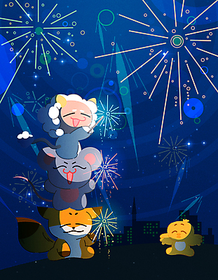 여러마리 일러스트 폭죽 불꽃놀이 들기 빌딩 사람없음 여름 파란색 여름휴가 바캉스 귀여움 도시 양 야간 쥐 남색 쥐캐릭터 양캐릭터 오리캐릭터 여우캐릭터 국내일러스트 AI파일 자연요소 계절 컬러 동물캐릭터 다수 컨셉 포유류 모션 놀이 휴가 오리 건물 설치류 여우 파일형식 벡터 여름_계절