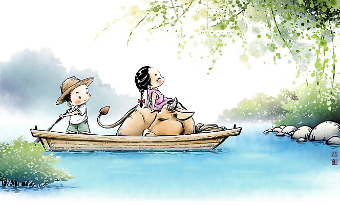 전신 PSD 나무 모자 한마리 여자 남자 여유 어린이 일러스트 캘리그라피 서기 들기 앉기 풍경 소녀 소년 상반신 두명 여름 시골 개울 소 추억 승차 숲 뱃사공 동양화 노 선박 어린이만 국내일러스트 식물 1 잡화 계절 감정 컨셉 수상교통 포유류 모션 미술 사람 강 파일형식