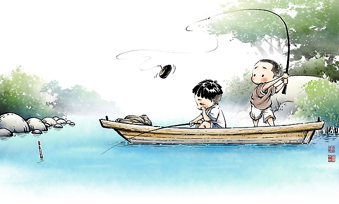 전신 PSD 나무 남자 어린이 신발 일러스트 캘리그라피 낚시 서기 들기 앉기 풍경 소년 두명 여름 턱괴기 시골 개울 기다림 낚싯대 추억 숲 동양화 고무신 낚시찌 선박 소년만 국내일러스트 식물 계절 컨셉 수상교통 모션 레저 미술 사람 강 낚시용품 남자만 어린이만 파일형식