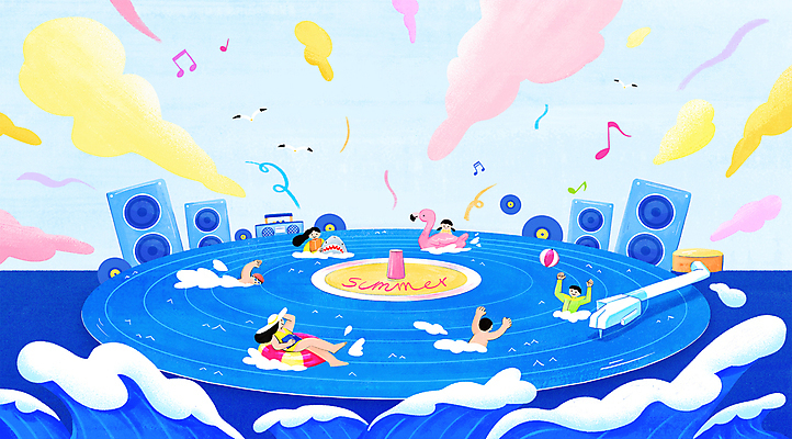 PSD 구름 모자 여자 남자 수영복 어린이 음악 파도 바다 음표 일러스트 상상 물놀이 갈매기 동화 소녀 소년 여러명 성인 여름 파란색 여름휴가 바캉스 수영 스피커 여름풍경 승차 비치볼 튜브 턴테이블 여름축제 플라밍고튜브 국내일러스트 자연요소 기호 잡화 옷 계절 컬러 음향기기 다수 공 모션 놀이 조류 휴가 문화예술 바캉스용품 사람 풍경 축제 수상스포츠 파일형식 여름_계절