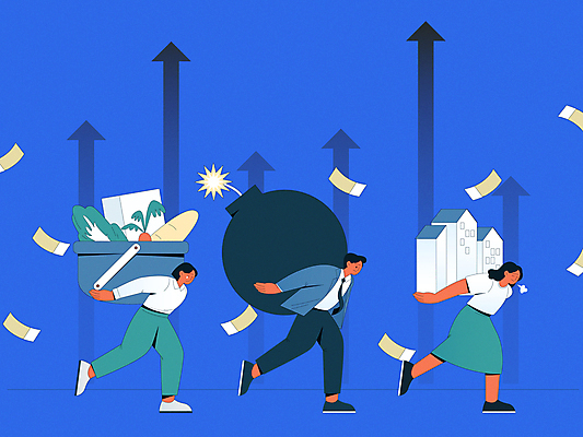 전신 여자 남자 화살표 빵 지폐 돈 채소 일러스트 비즈니스 부동산 주택 성인 건물 세명 경제 파란색 슬픔 한숨 폭탄 장바구니 업기 불황 금리 경제불황 우울감 힘듦 성인만 흩날리기 고금리 국내일러스트 AI파일 건축물 감정 음식 컬러 컨셉 모션 사람 금융 쇼핑 바구니 재산 폭발물 파일형식 벡터