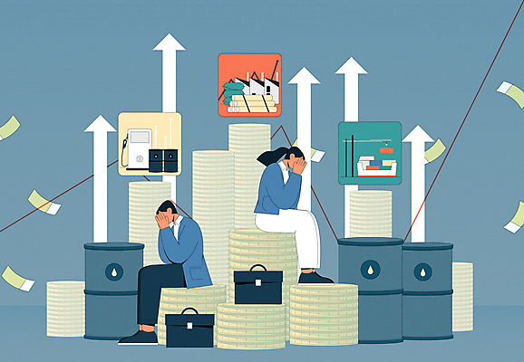 전신 여자 남자 화살표 지폐 서류가방 일러스트 공장 앉기 성인 두명 경제 파란색 비즈니스맨 비즈니스우먼 좌절 석유 컨테이너 화물선 상승 주유기 주유소 기름값 동전탑 석유통 원자재 성인만 비용 흩날리기 국내일러스트 AI파일 감정 산업 컬러 컨셉 돈 배_교통 가방 비즈니스 공업 모션 사람 쌓기 동전 기계 직장인 가격 주유 파일형식 벡터