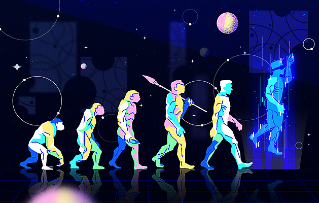 전신 한마리 남자 실루엣 별 창 일러스트 들기 여러명 성인 걷기 우주 검은색 돌_바위 원숭이 석기 진화과정 호모사피엔스 홀로그램 가상현실 성인남자만 VR기기 메타버스 국내일러스트 AI파일 자연요소 1 무기 컬러 다수 포유류 모션 촬영기법 사람 기계 과정 남자만 성인만 파일형식 벡터