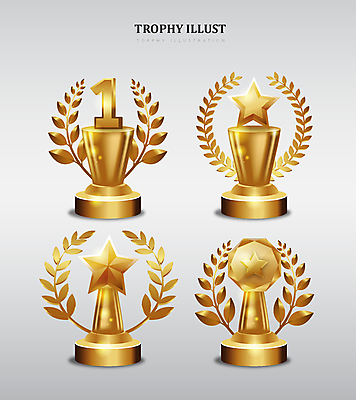 별 일러스트 종류 사람없음 장식 반짝임 다양 금색 우승 황금 트로피 월계수 국내일러스트 AI파일 자연요소 컬러 다수 모션 최고 상_우승 파일형식 벡터