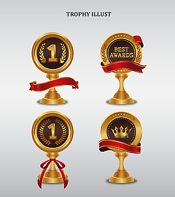 리본 일러스트 왕관 종류 사람없음 반짝임 다양 금색 우승 최고 원형 황금 트로피 월계수 국내일러스트 AI파일 도형 컬러 다수 모션 상_우승 파일형식 벡터