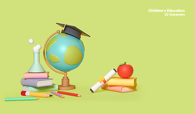 PSD 편집 편집이미지 교육 학사모 색연필 사람없음 책 연두색 연필 지구본 3D 쌓기 사과 졸업장 디지털합성 오브젝트 삼각플라스크 교육용품 편집소스 편집3D 모자_잡화 과일 졸업 모션 학용품 초록색 필기구 플라스크 파일형식