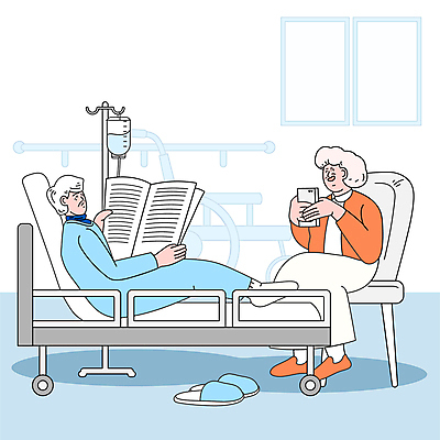 전신 여자 할아버지 노년 남자 할머니 여유 의자 일러스트 휴식 실내화 대화 들기 앉기 두명 파란색 실버라이프 스마트폰 기댐 침대 신문 링거 수다 요양원 담소 병원침대 노인만 국내일러스트 AI파일 라이프스타일 감정 컬러 가구 신발 컨셉 의료기기 모션 말하기 사람 성인 간행물 핸드폰 스마트기기 뉴스 성인만 파일형식 벡터